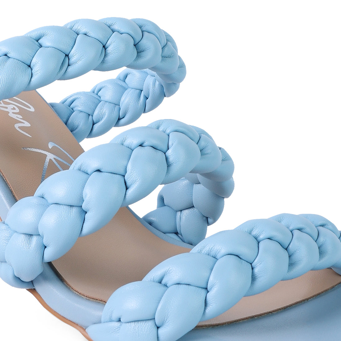 Blue Triple Braided Strap Heel