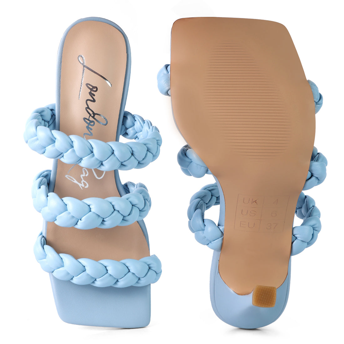 Blue Triple Braided Strap Heel
