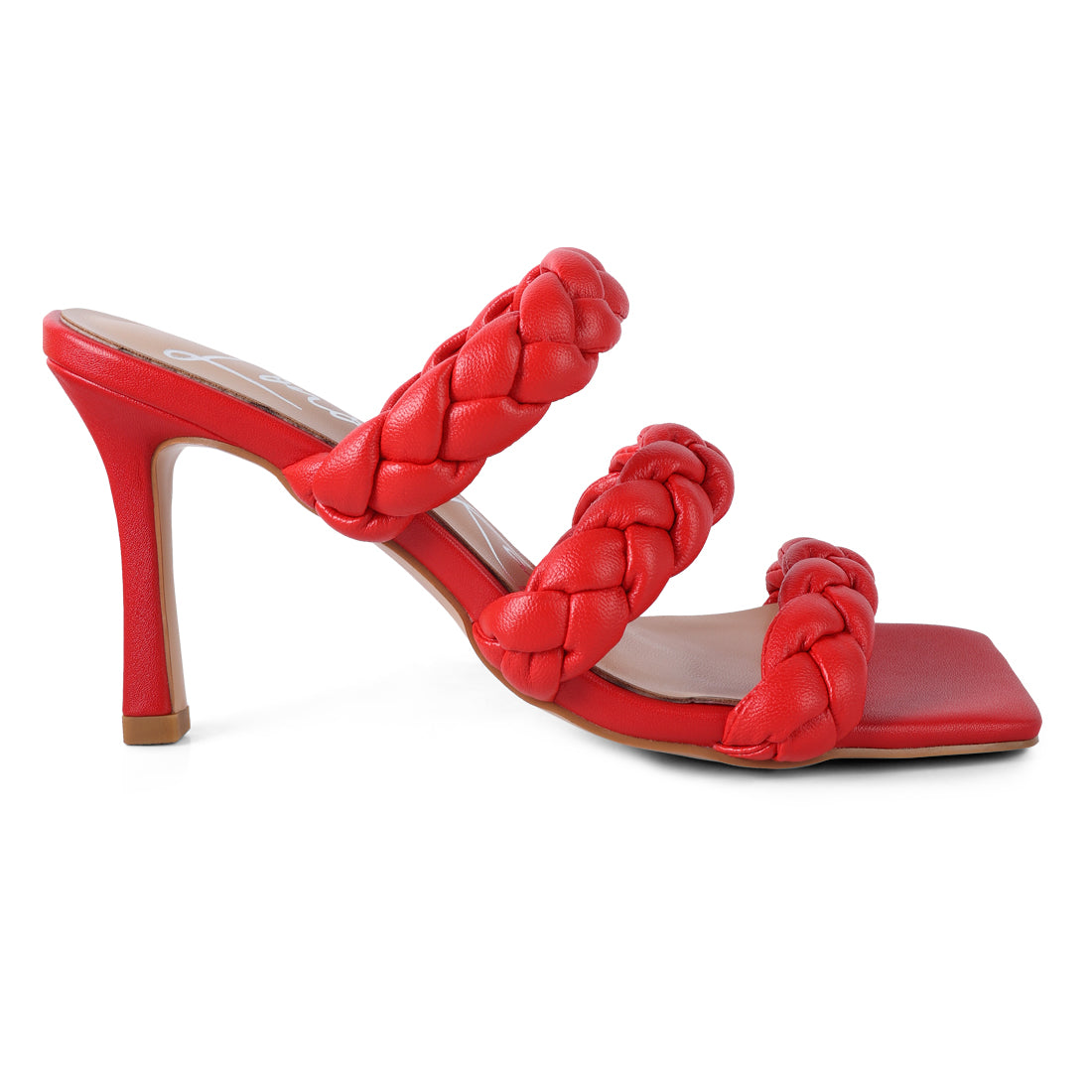 Red Triple Braided Strap Heel