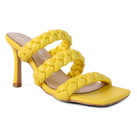 Yellow Triple Braided Strap Heel