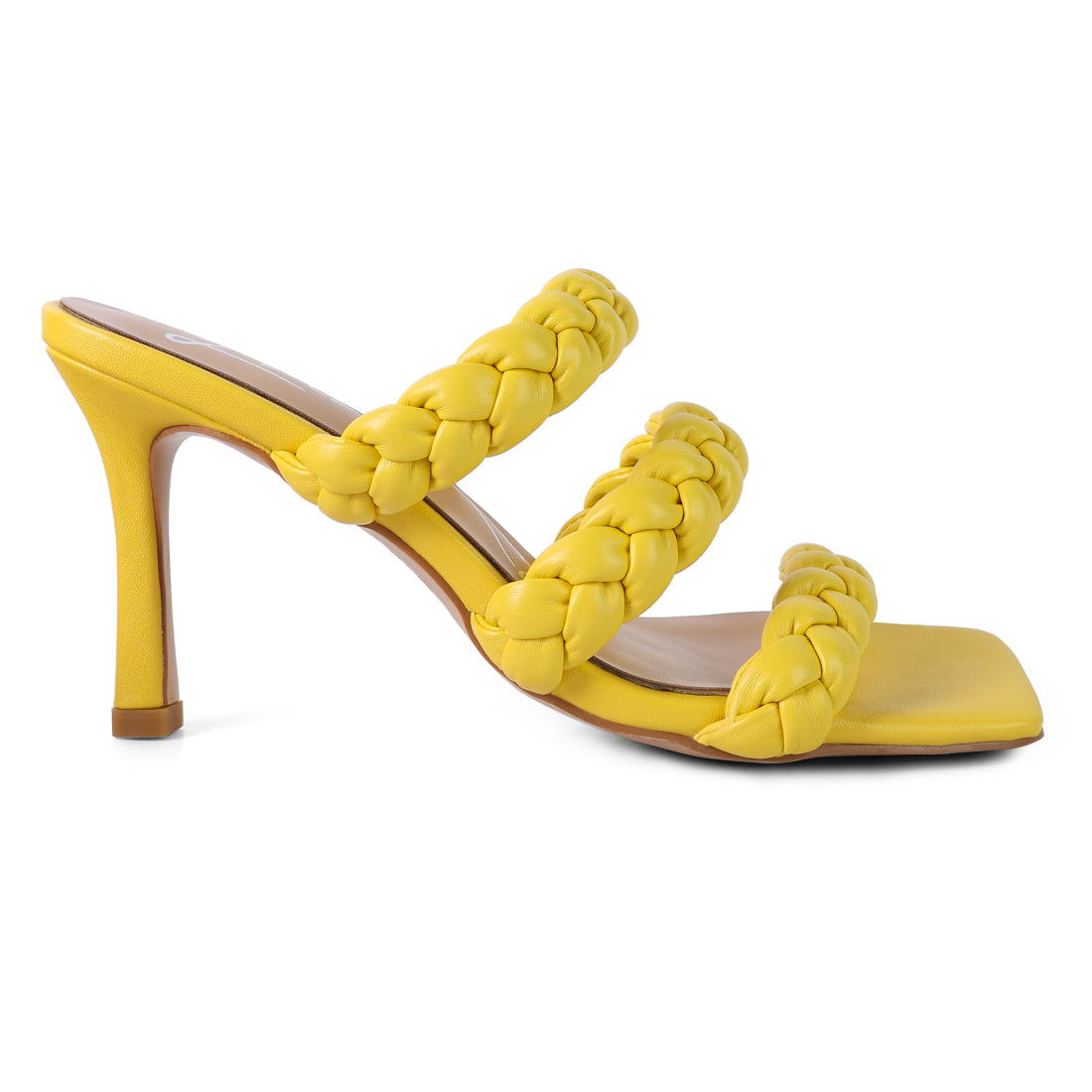 Yellow Triple Braided Strap Heel