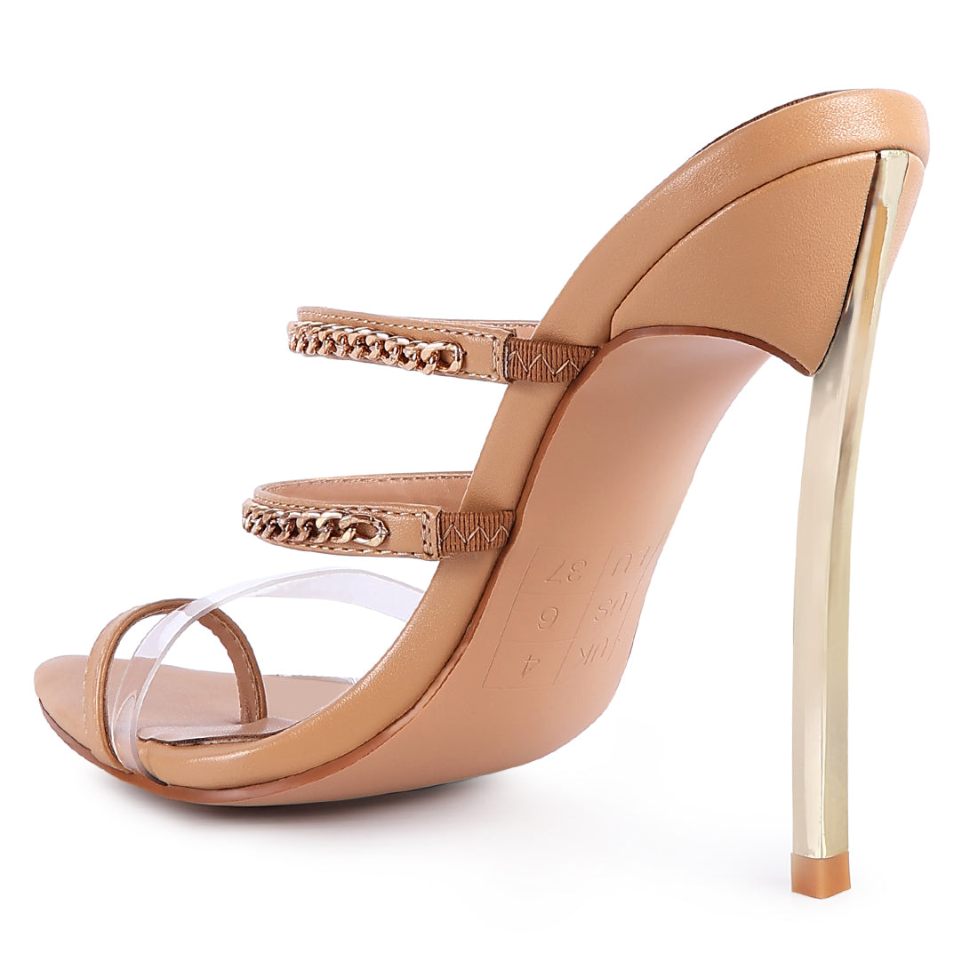 High Heeled Toe Ring Sandals in Latte