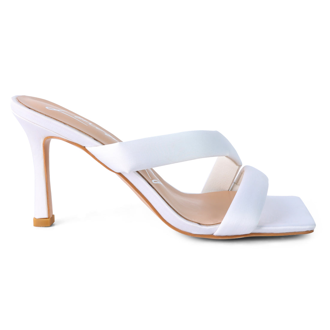 Off White Cross Strap Heels Sandals