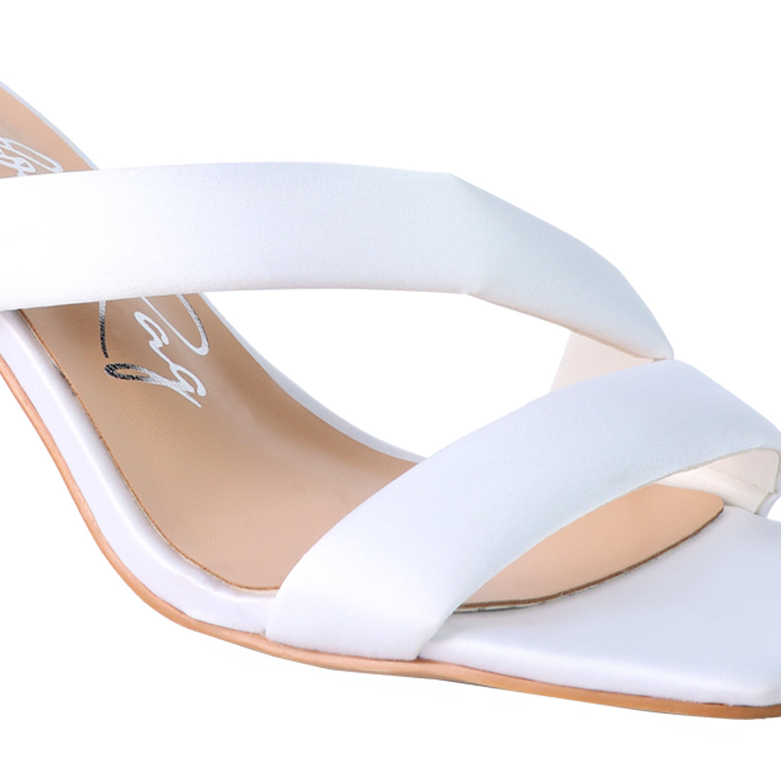 Off White Cross Strap Heels Sandals