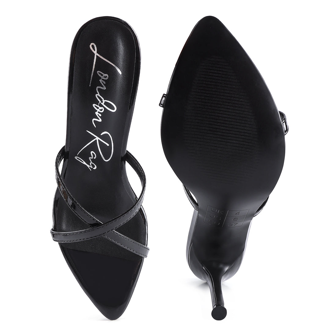 Black High Heeled Pointed Toe Sandal