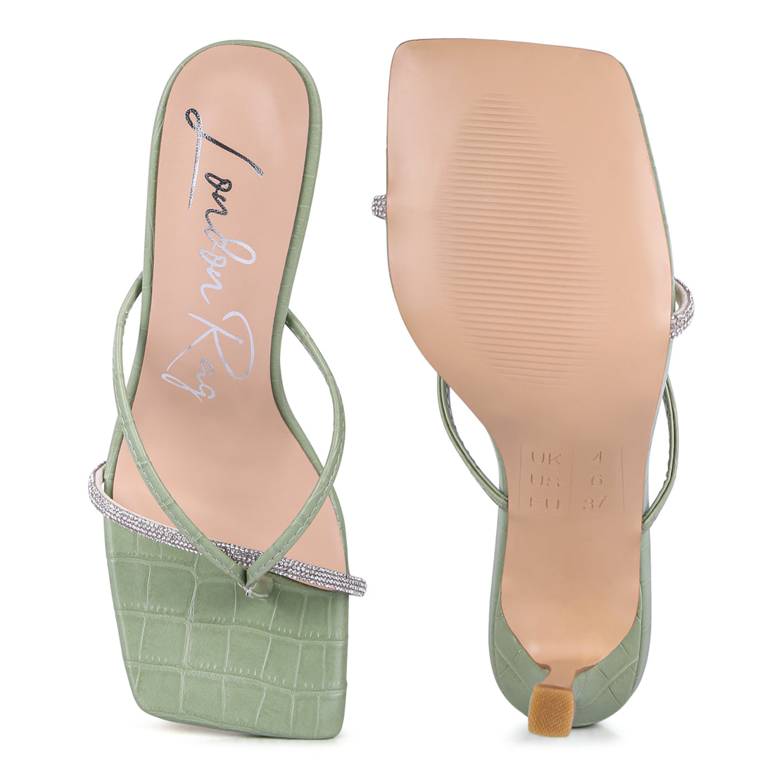 Croc Rhinestone Slider Sandal in Mint
