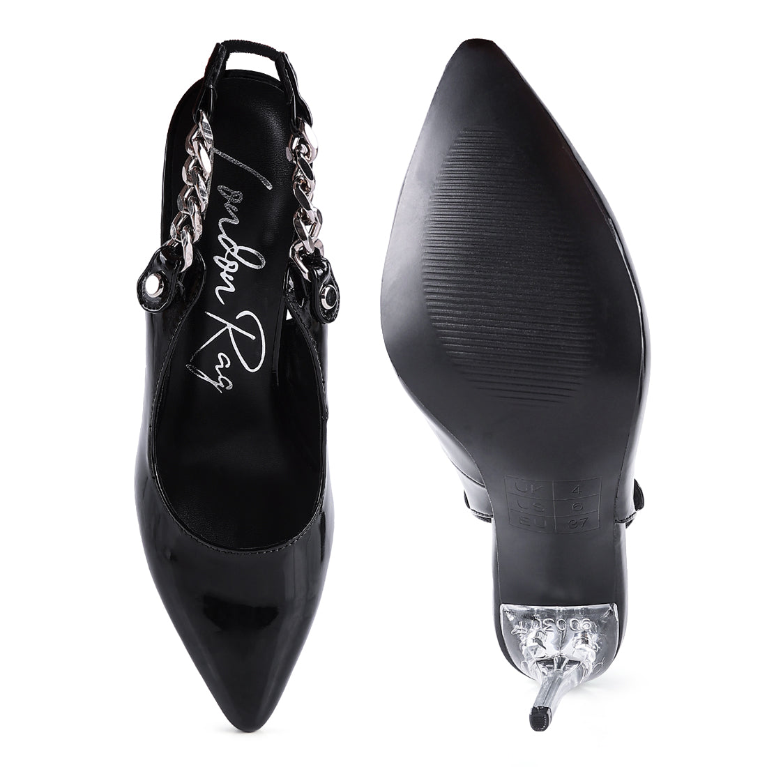 High Heeled Sling Back Sandal in Black