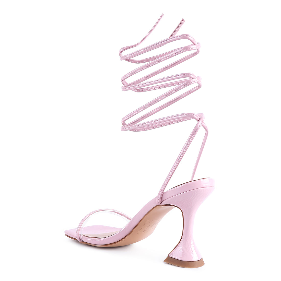 Pink Spool Heeled Lace Up Sandal
