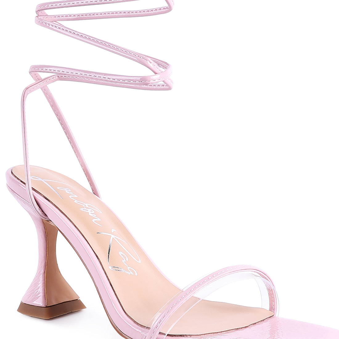 Pink Spool Heeled Lace Up Sandal
