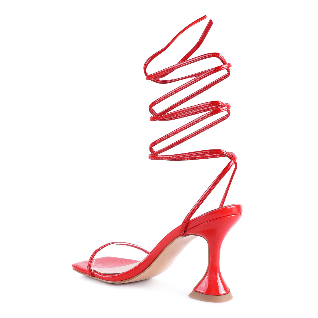 Red Spool Heeled Lace Up Sandal