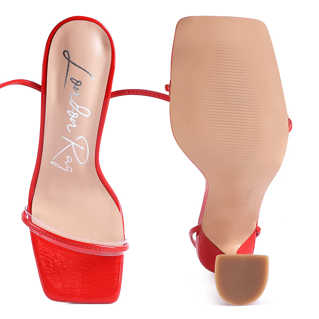 Red Spool Heeled Lace Up Sandal