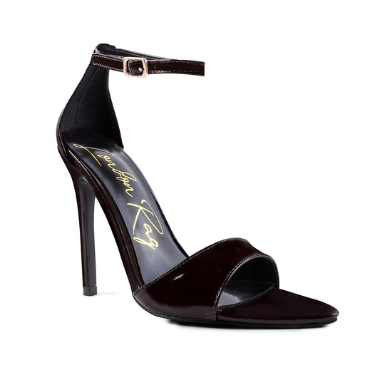 Dark Brown Ankle Strap High Heeled Sandals