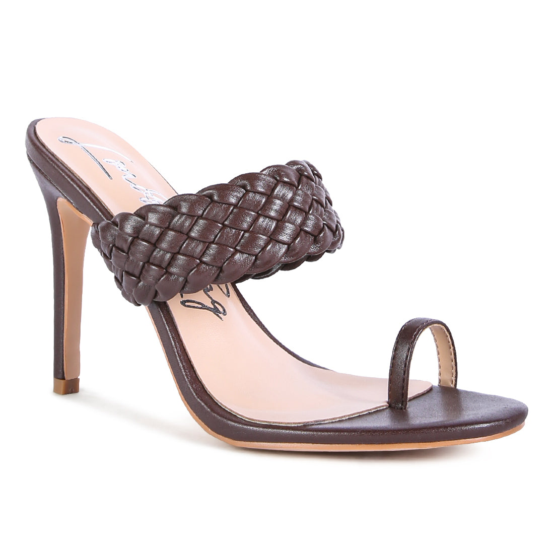 Woven Strap Toe Ring Sandals in Coffee