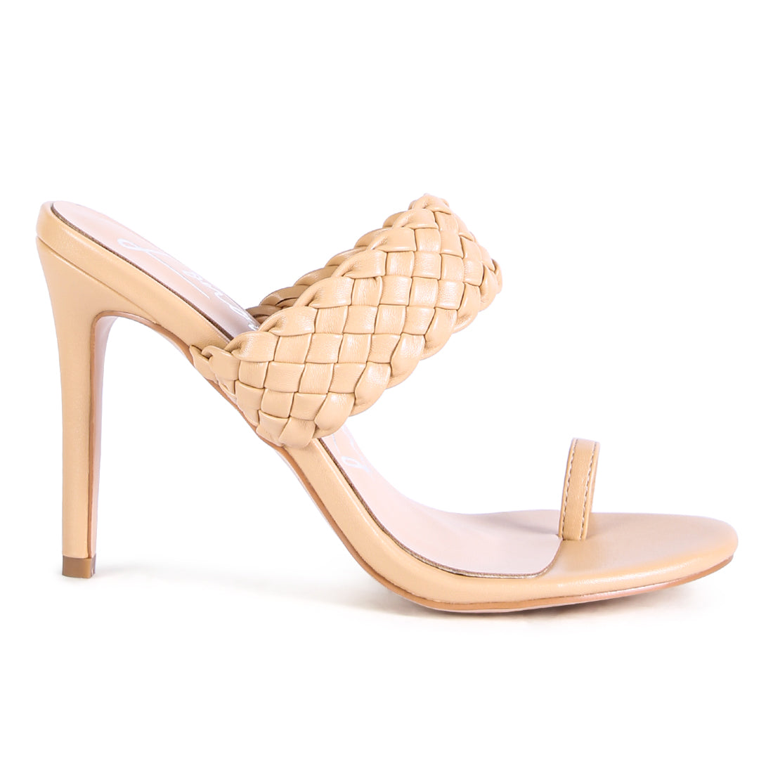 Woven Strap Toe Ring Sandals in Beige