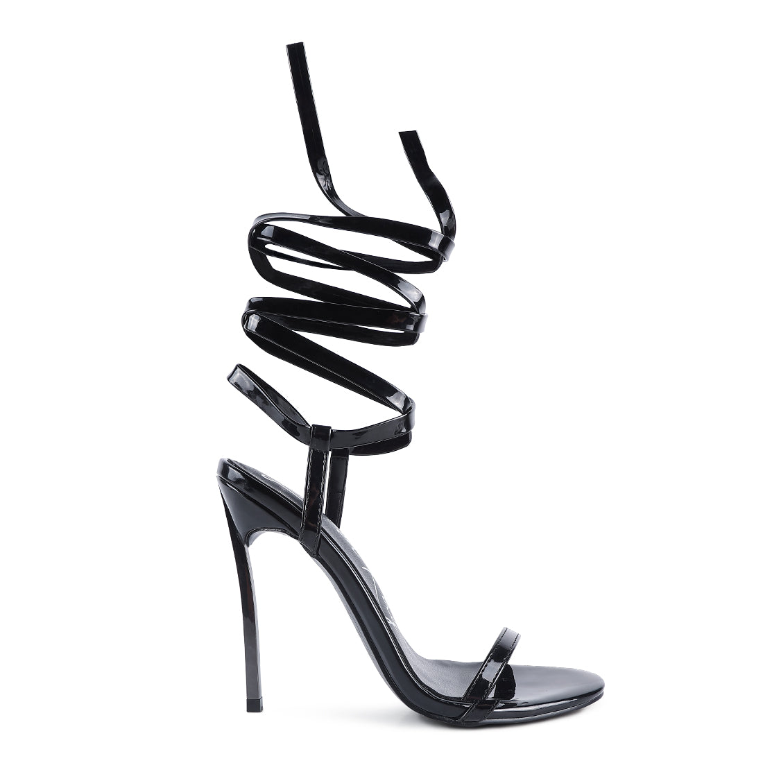 Stiletto Lace Up Sandal in Black