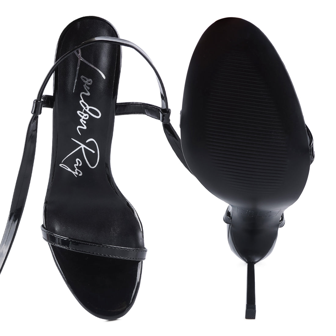 Stiletto Lace Up Sandal in Black