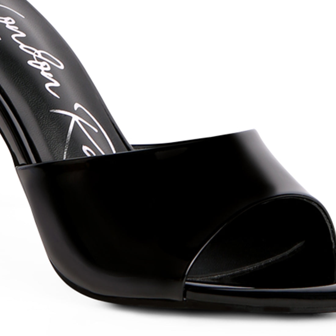 patent pu high heel sandals#color_black