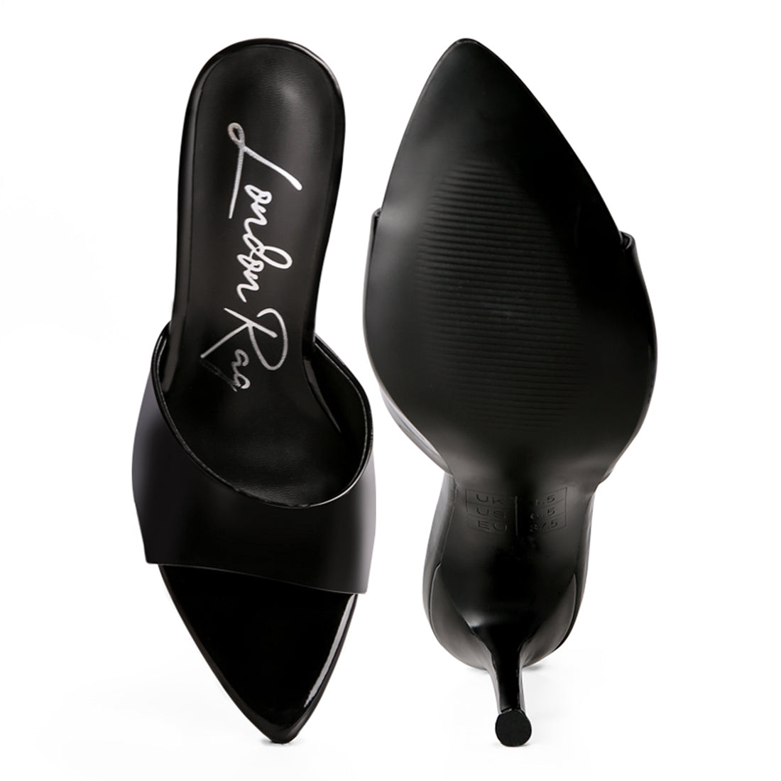 patent pu high heel sandals#color_black