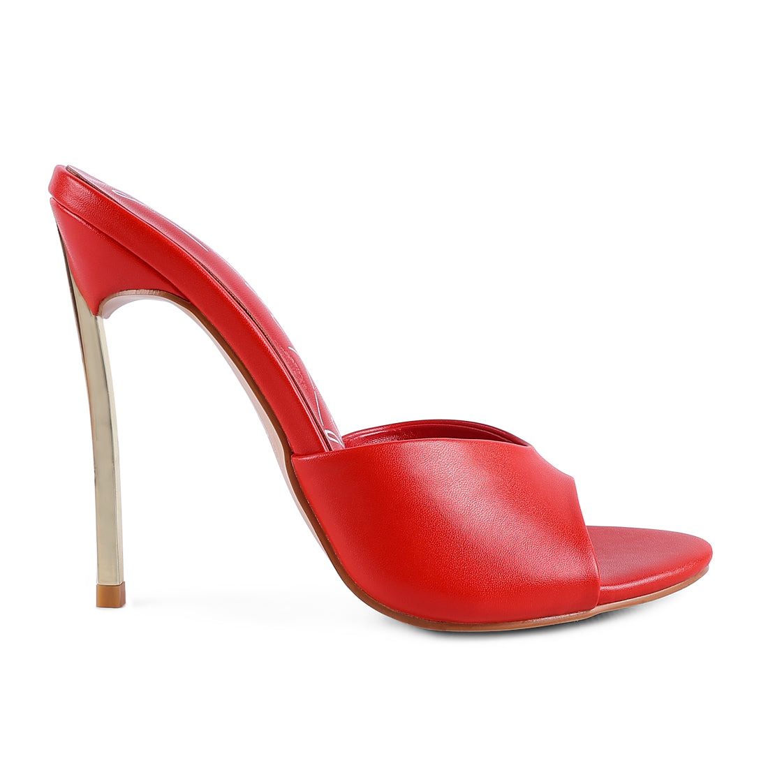 High Heeled Sliders Sandals in Red