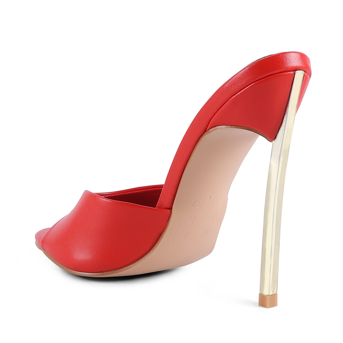 High Heeled Sliders Sandals in Red