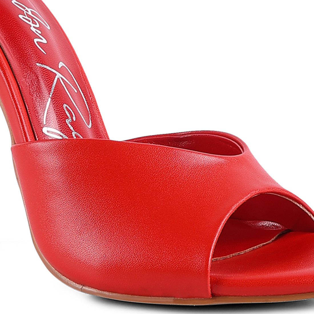 High Heeled Sliders Sandals in Red