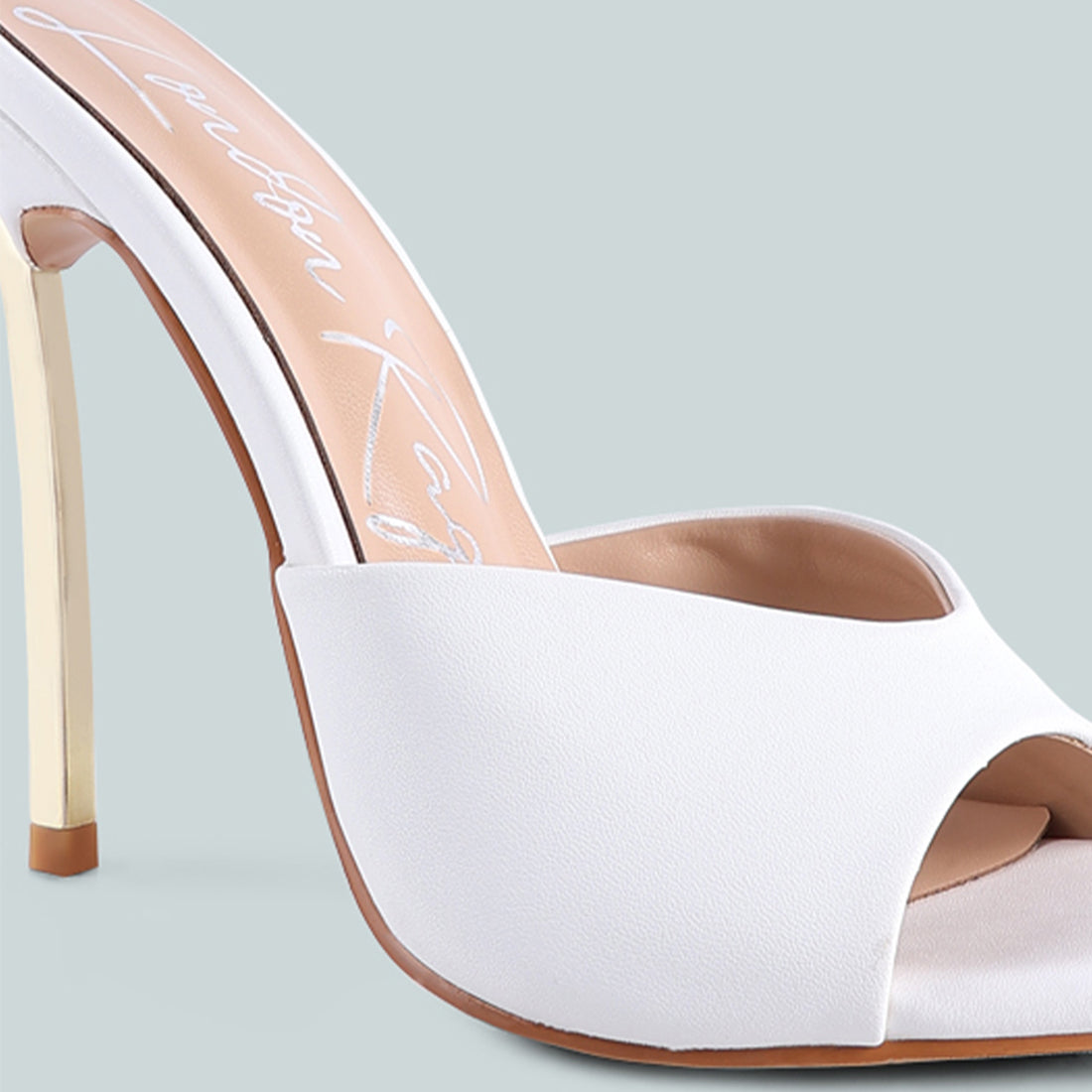 High Heeled Sliders Sandals in White