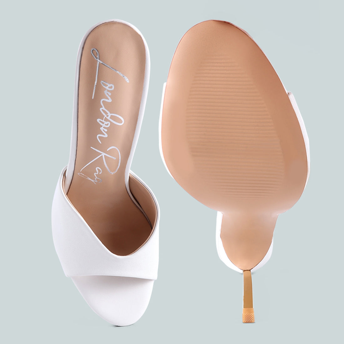 High Heeled Sliders Sandals in White