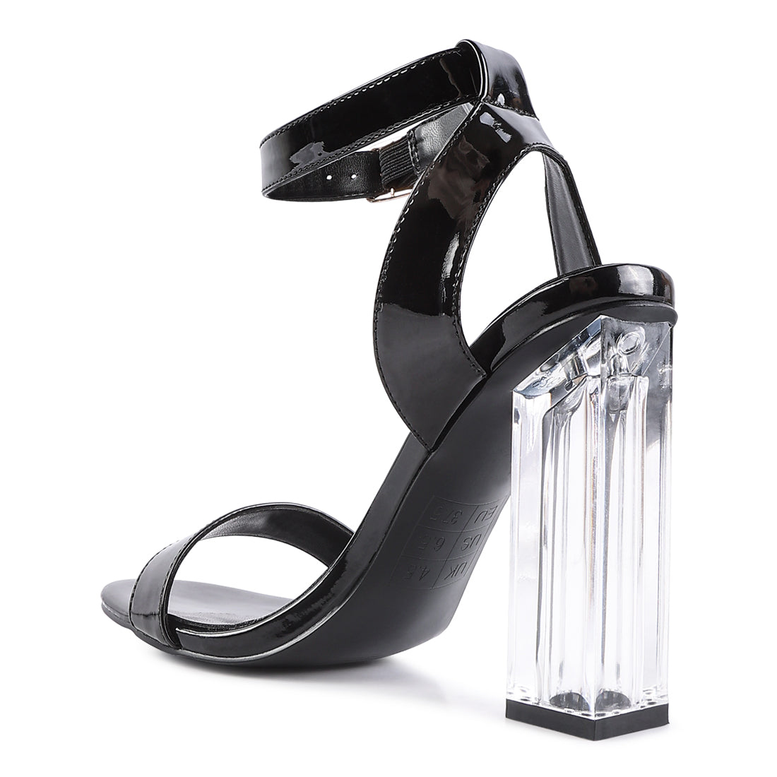 Black Clear High Heeled Block Sandals