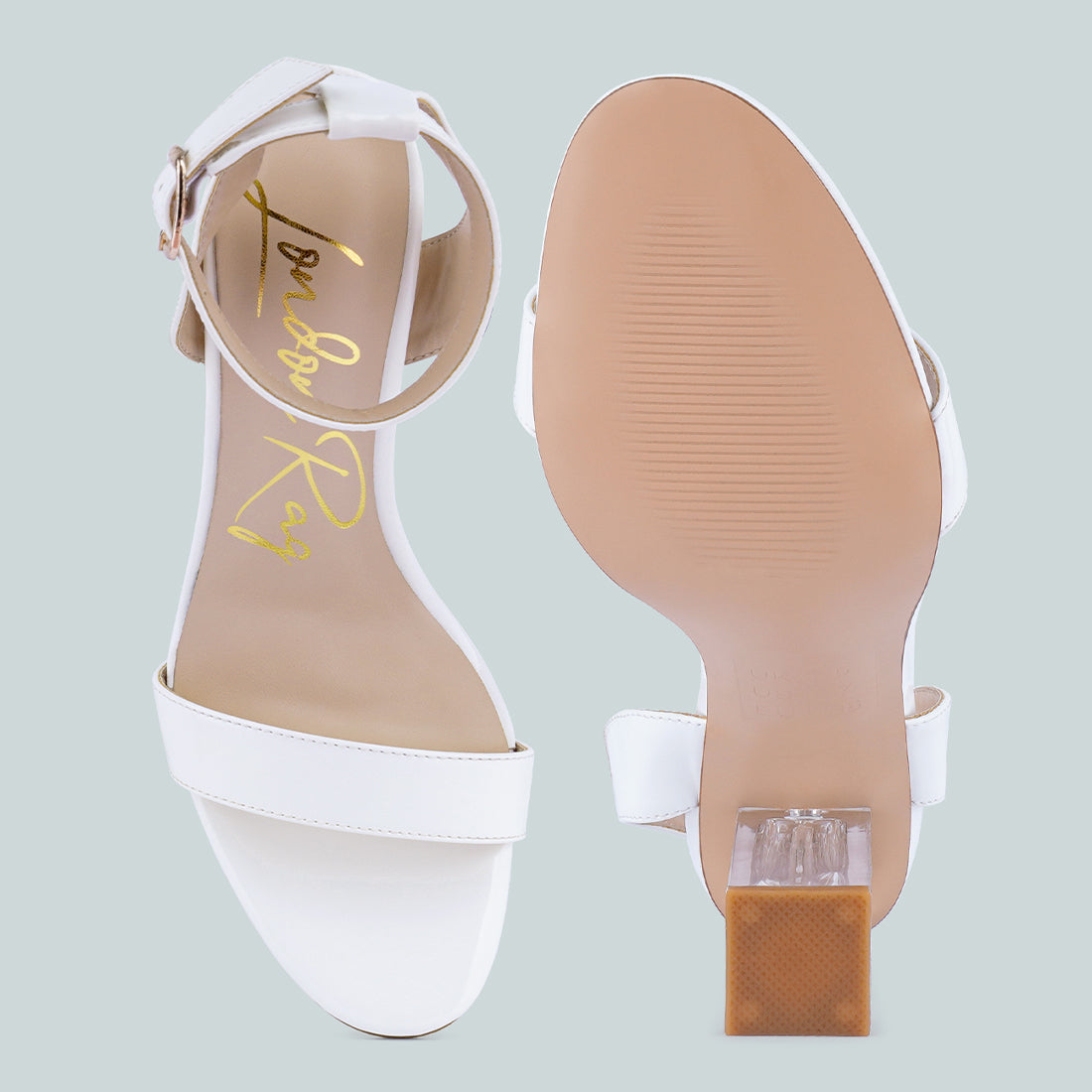 White Clear High Heeled Block Sandals