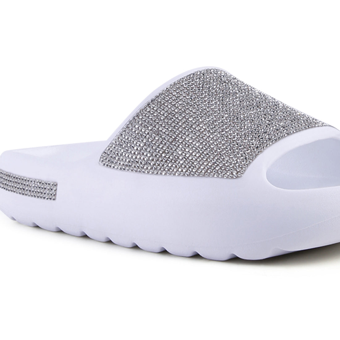 White Diamante Pool Sliders