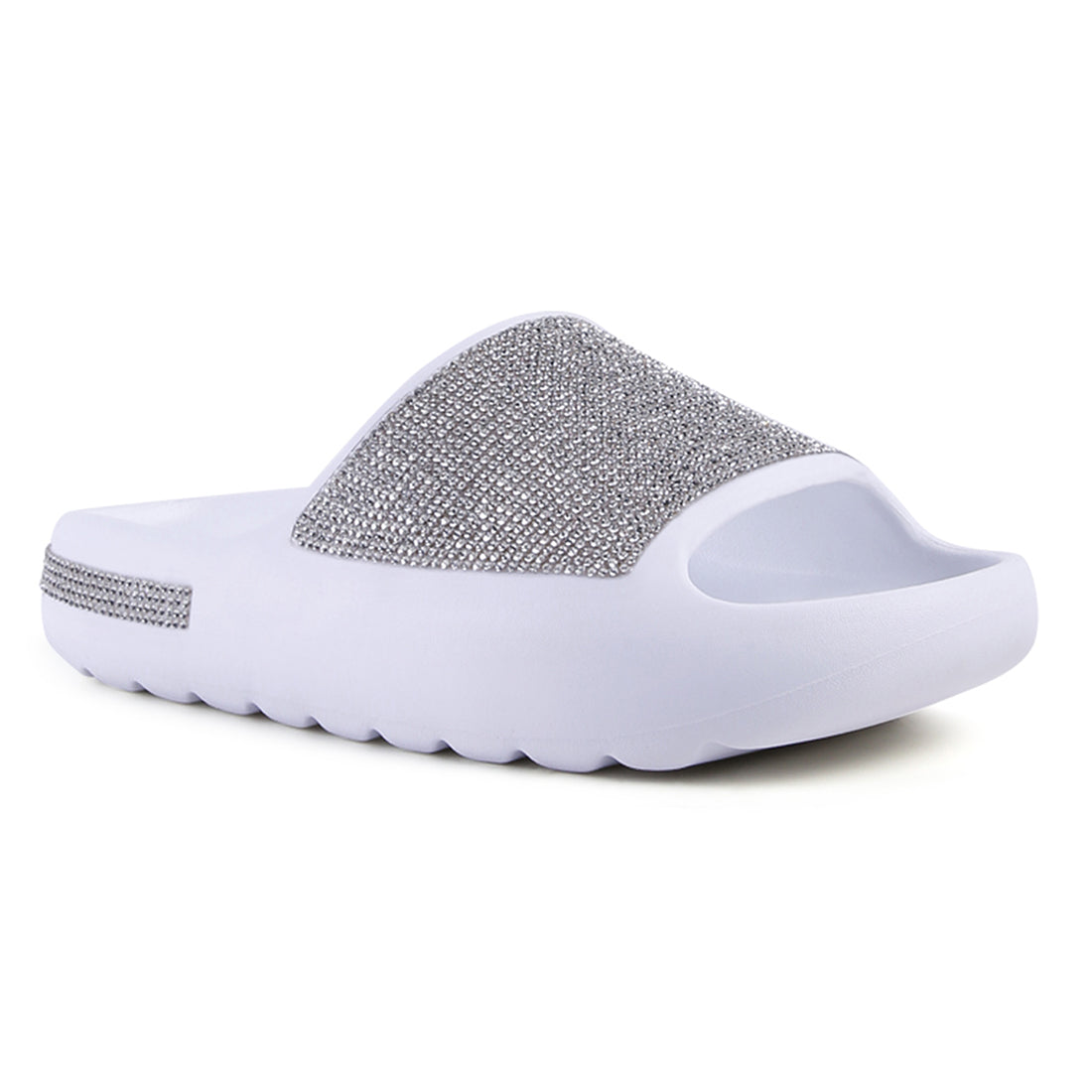 White Diamante Pool Sliders