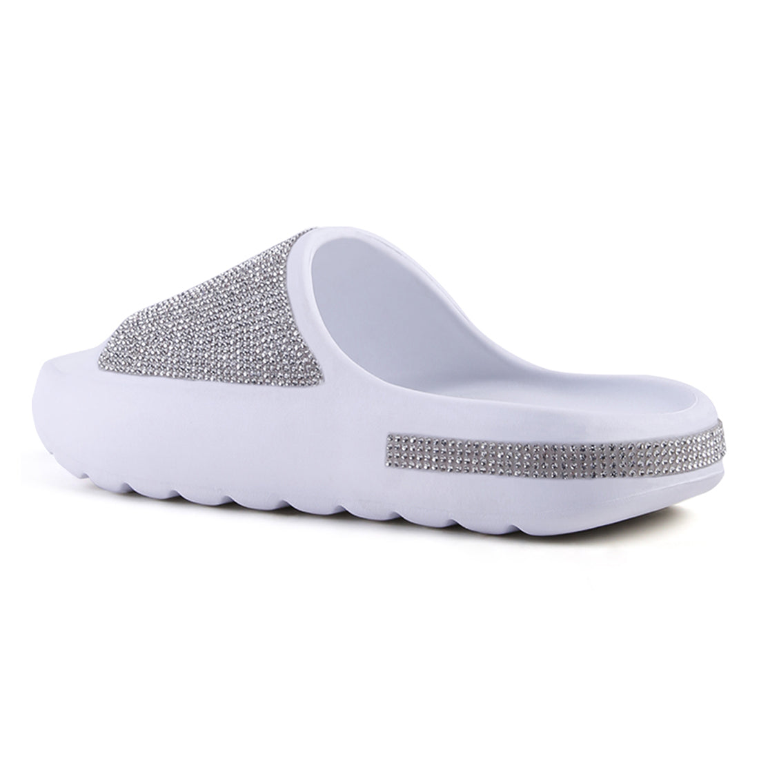 White Diamante Pool Sliders
