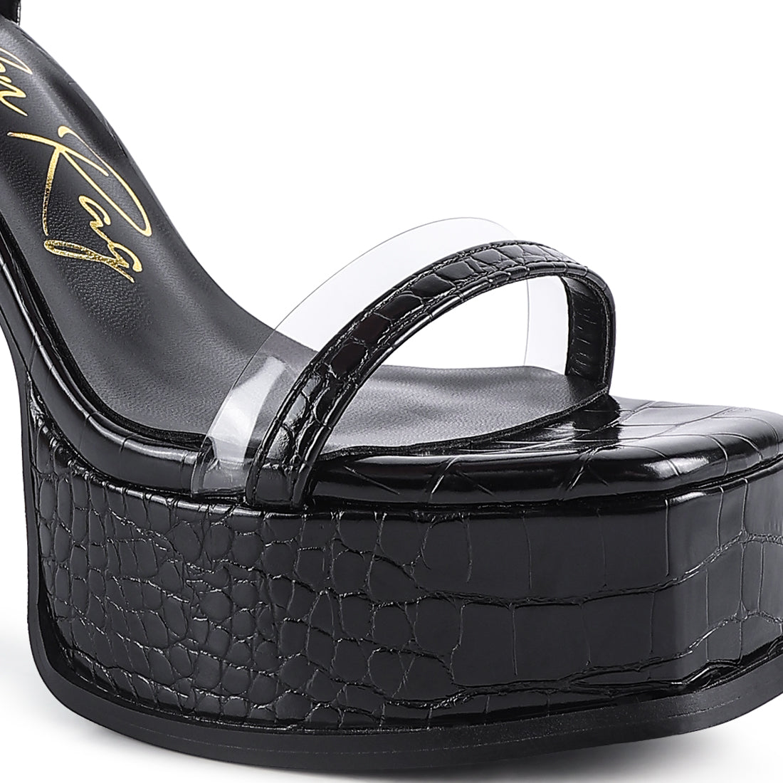 Black High Heeled Chunky Sandals