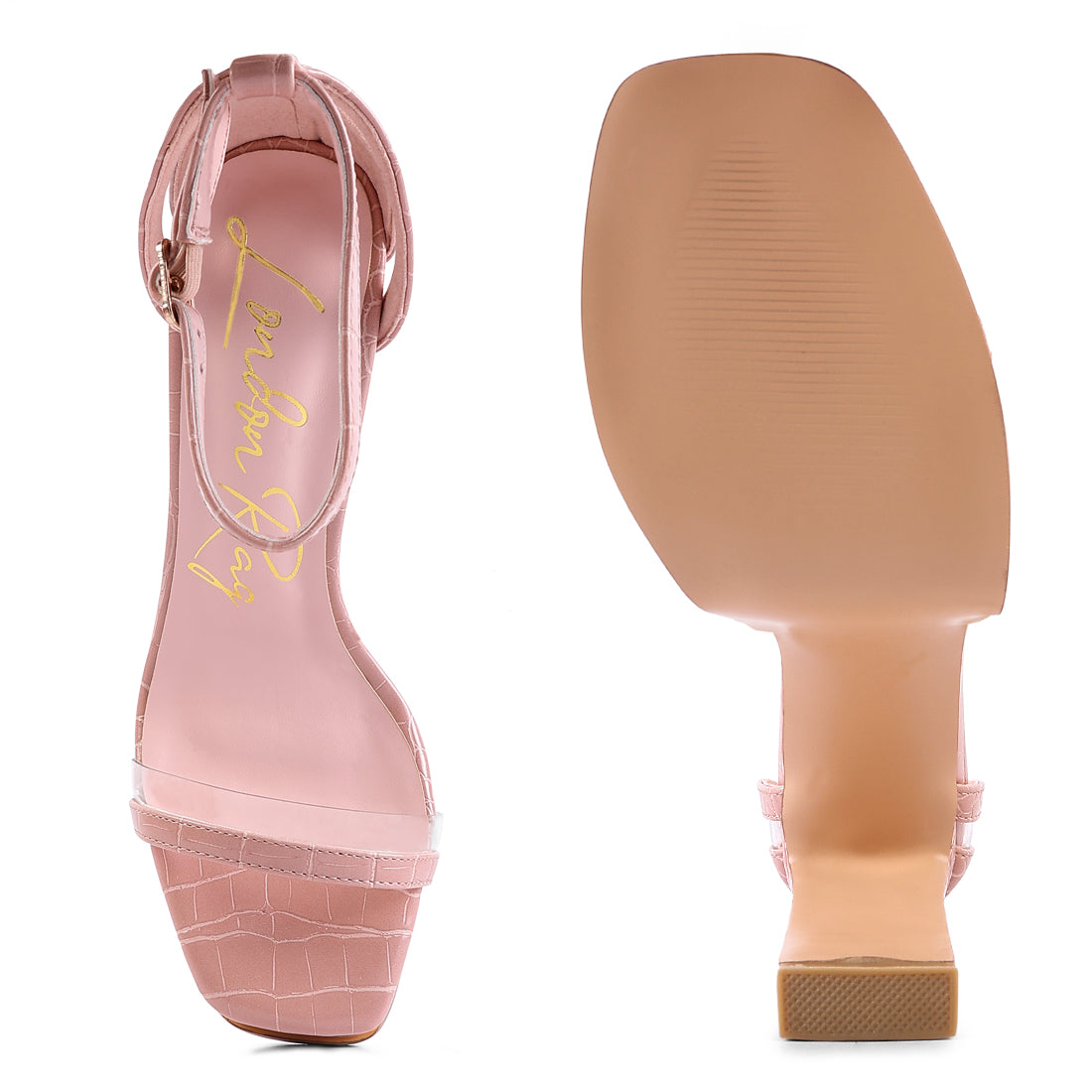 Pink High Heeled Chunky Sandals