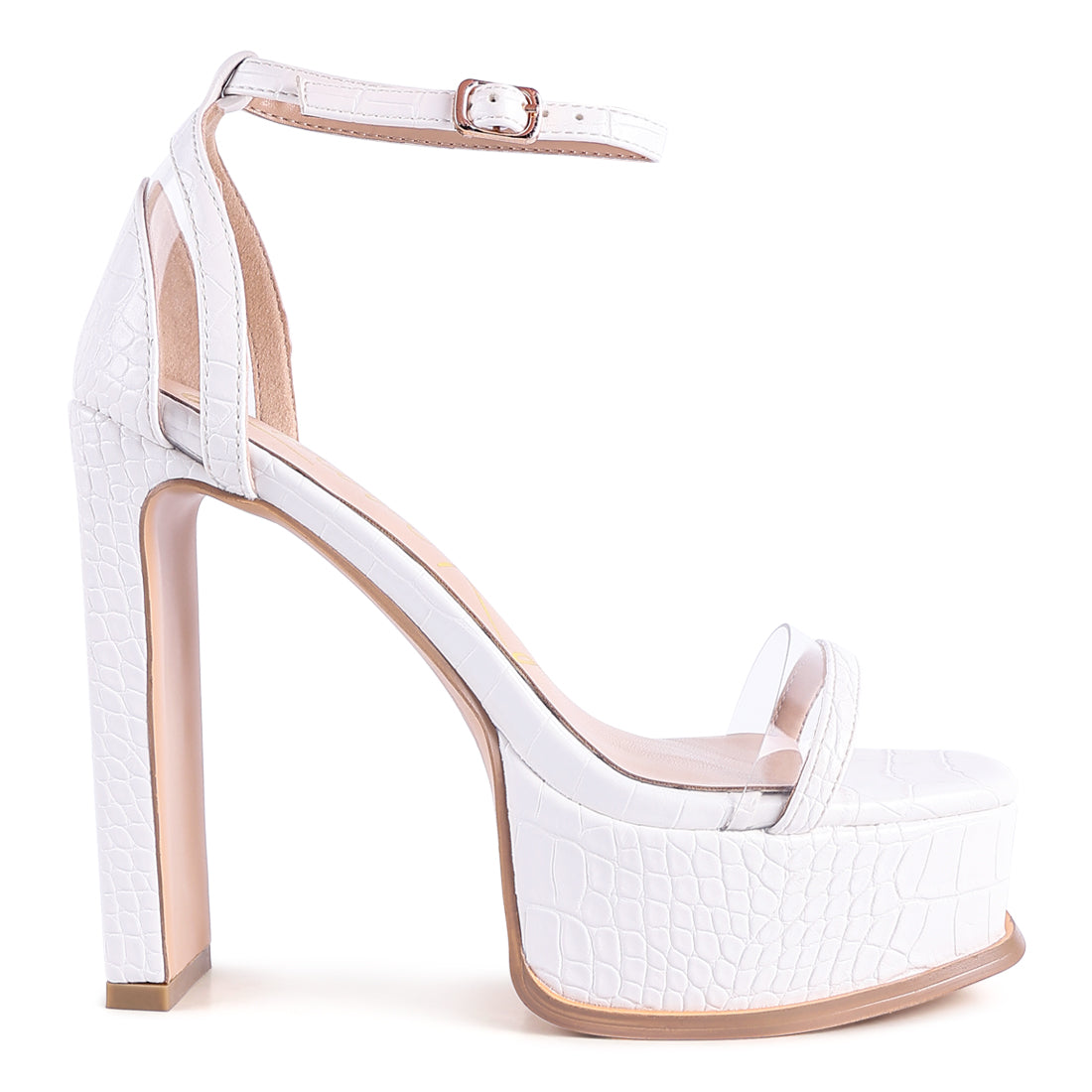 White High Heeled Chunky Sandals