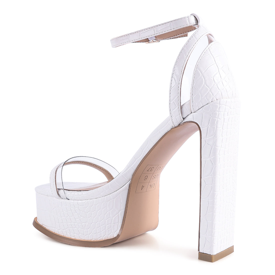 White High Heeled Chunky Sandals