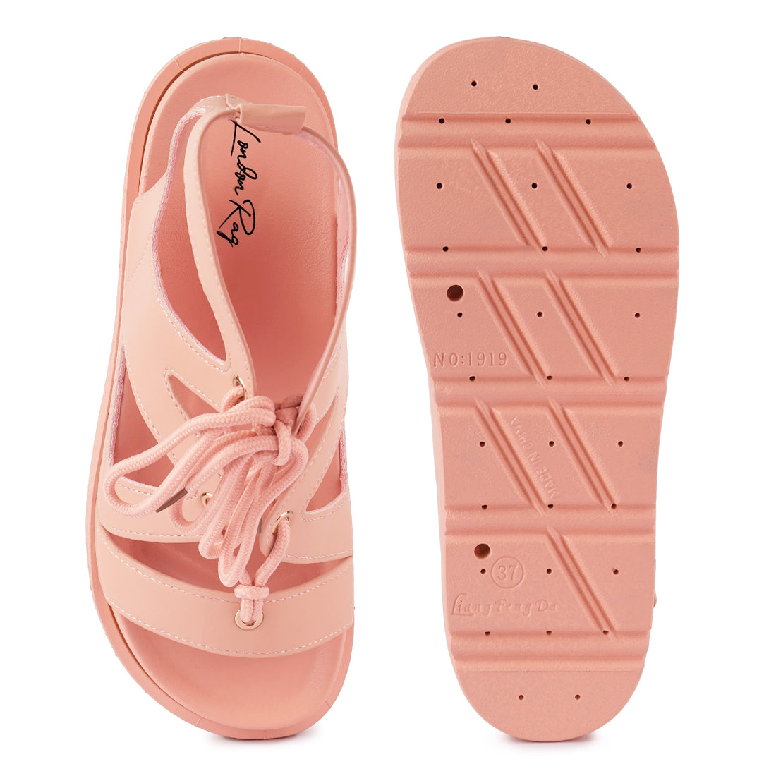 Pink Voopret Tie-Up Platform Sandals