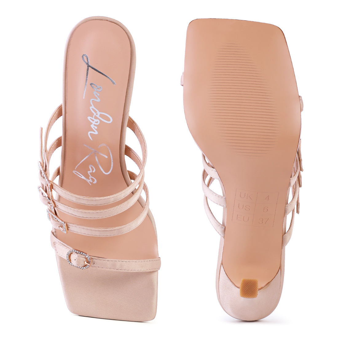 Times Up Nude Heeled Slide Sandals