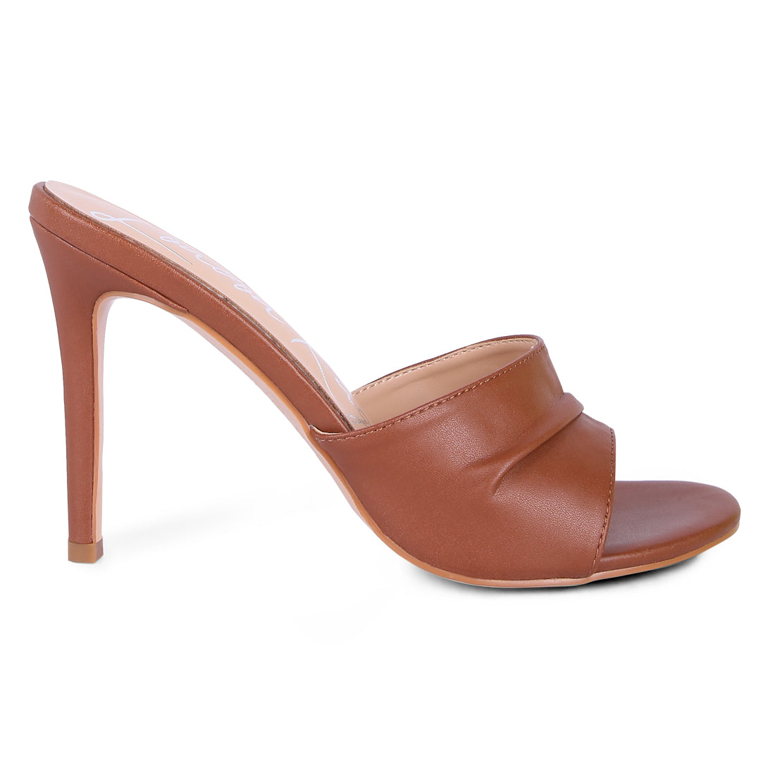 Tan Pleated Strap High Heeled Sandal