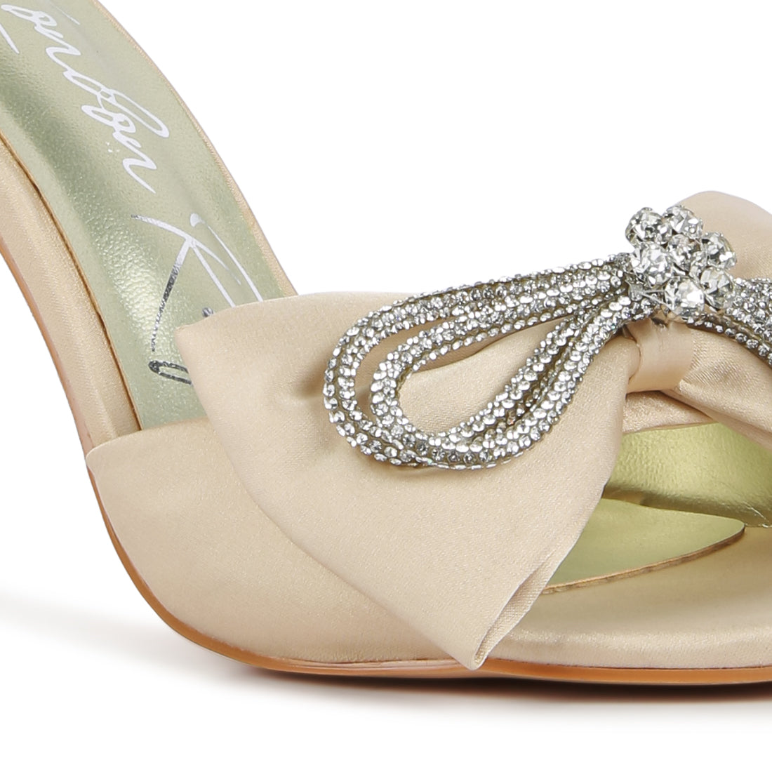 Bow Tie High Heeled Beige Sandal