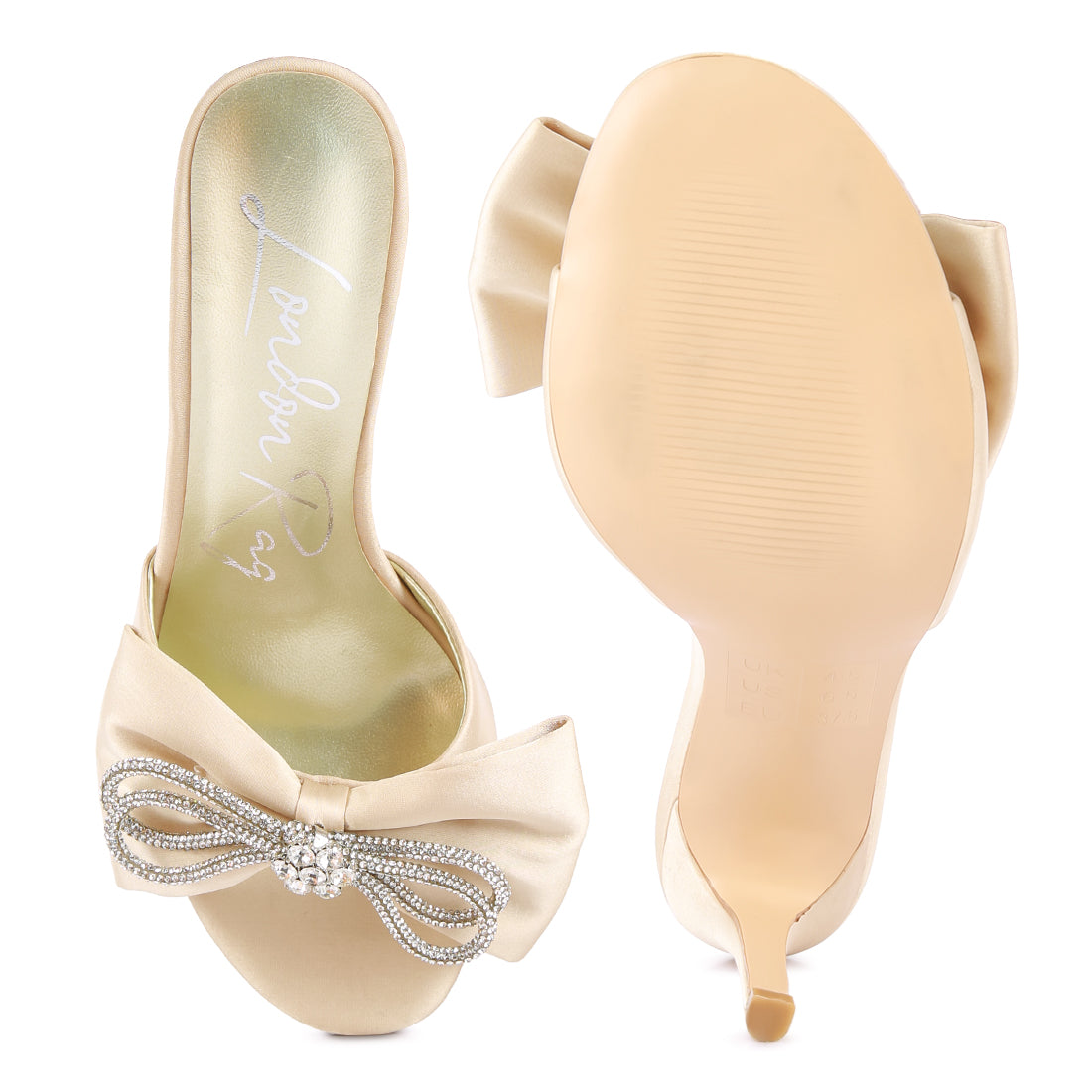 Bow Tie High Heeled Beige Sandal