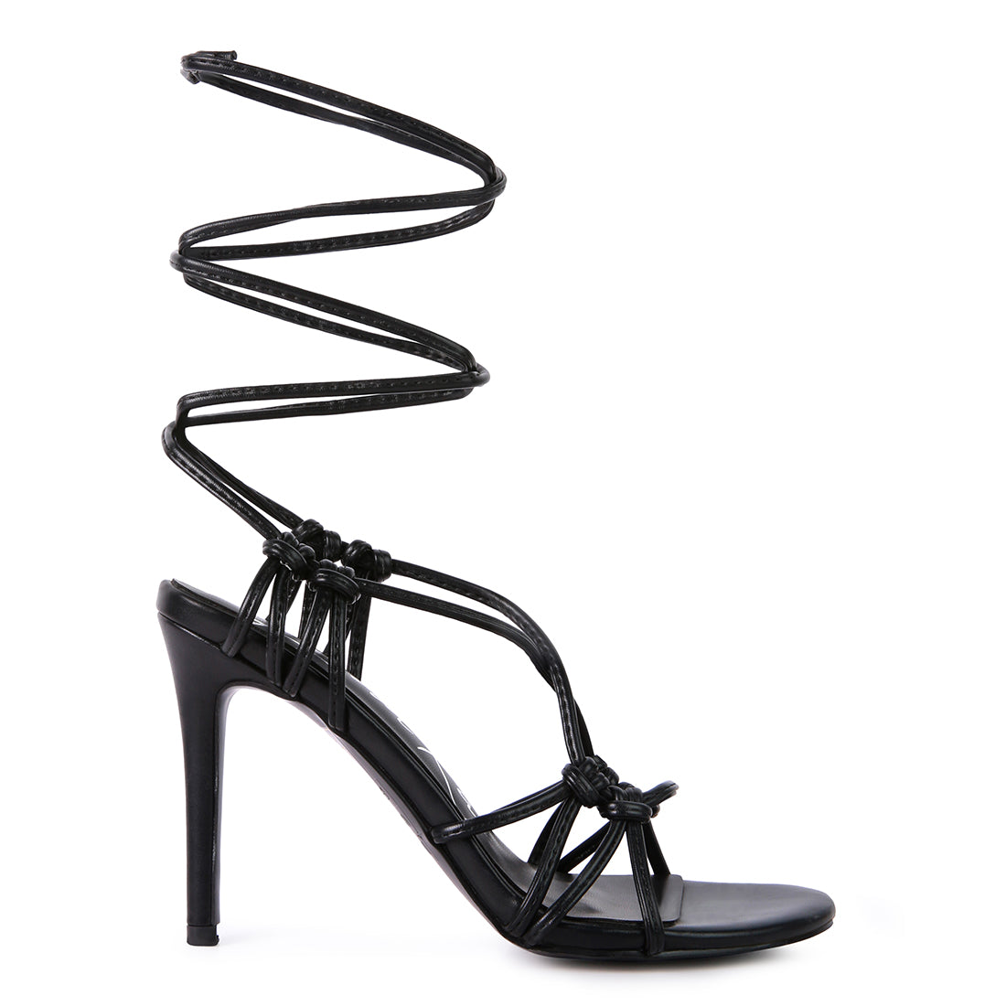 Black Lace Up High Heeled Sandal