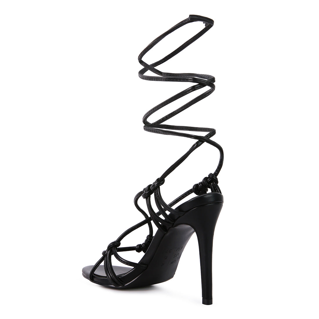 Black Lace Up High Heeled Sandal