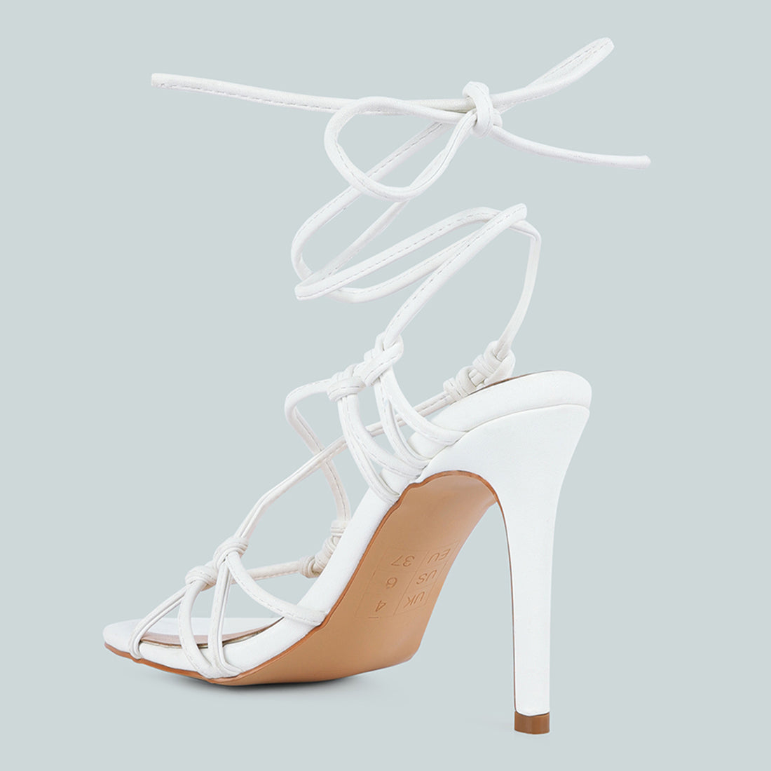 White Lace Up High Heeled Sandal