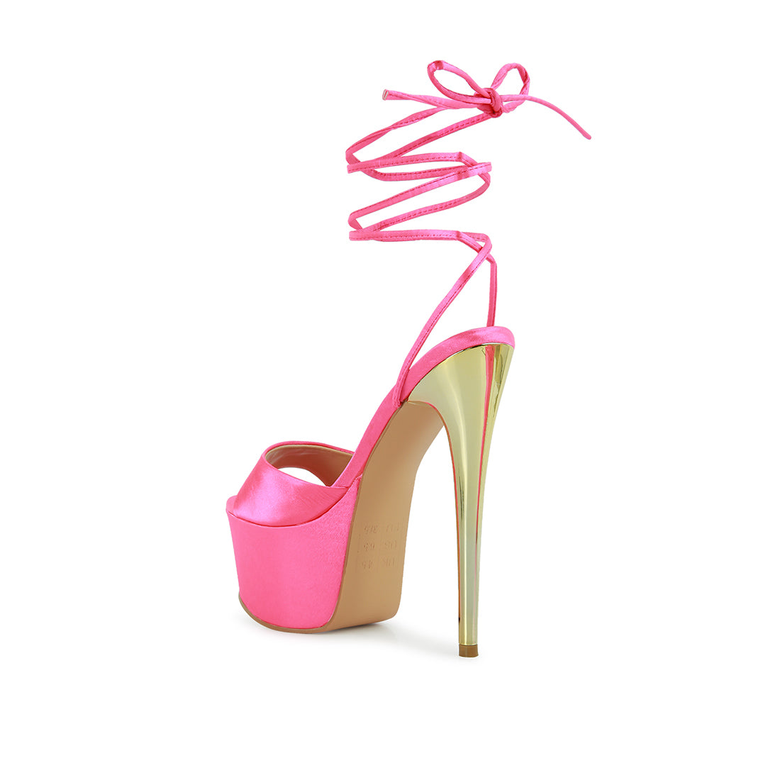 Pink Platform Lace-Up Heel Sandals