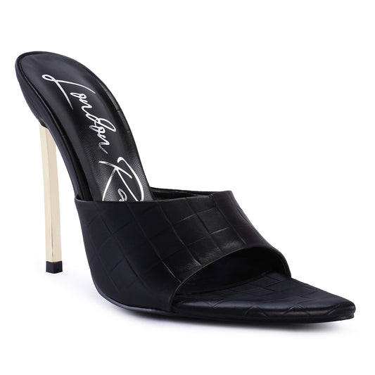 Bottoms Up Pointed High Heel Sandal in Black