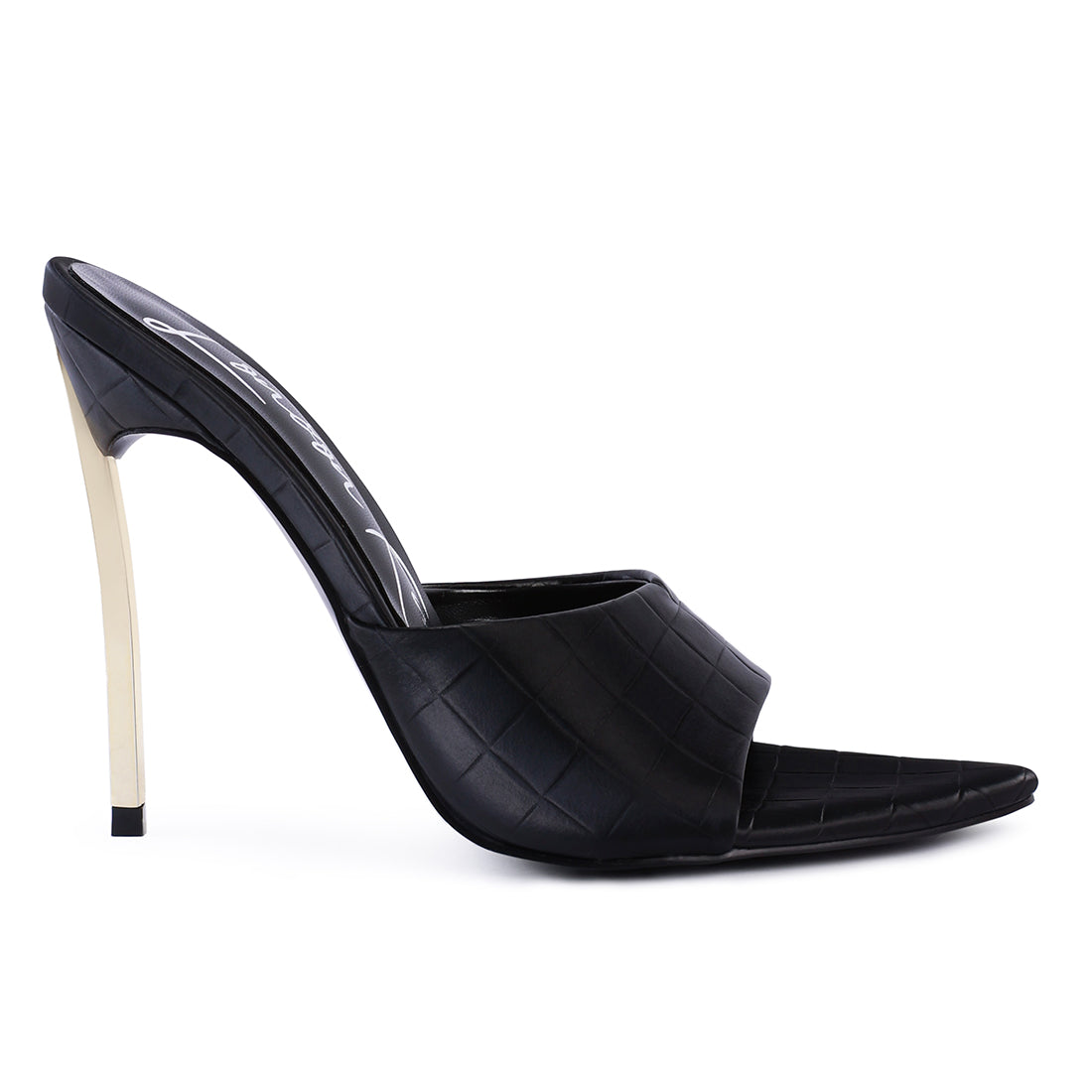 Bottoms Up Pointed High Heel Sandal in Black