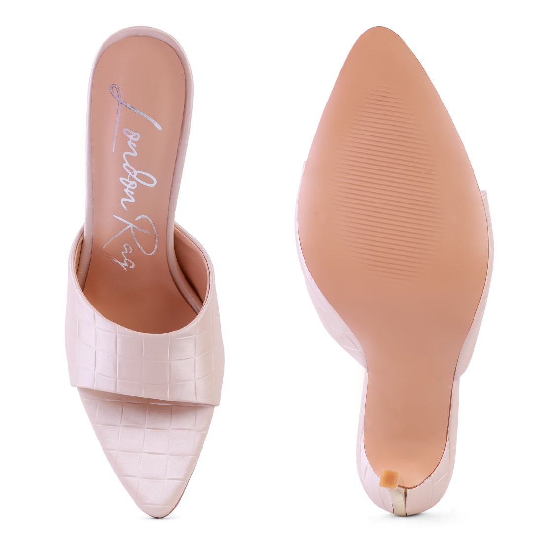 Bottoms Up Pointed High Heel Sandal in Blush