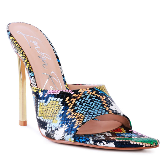 Bottoms Up Pointed High Heel Sandal in Multicolor