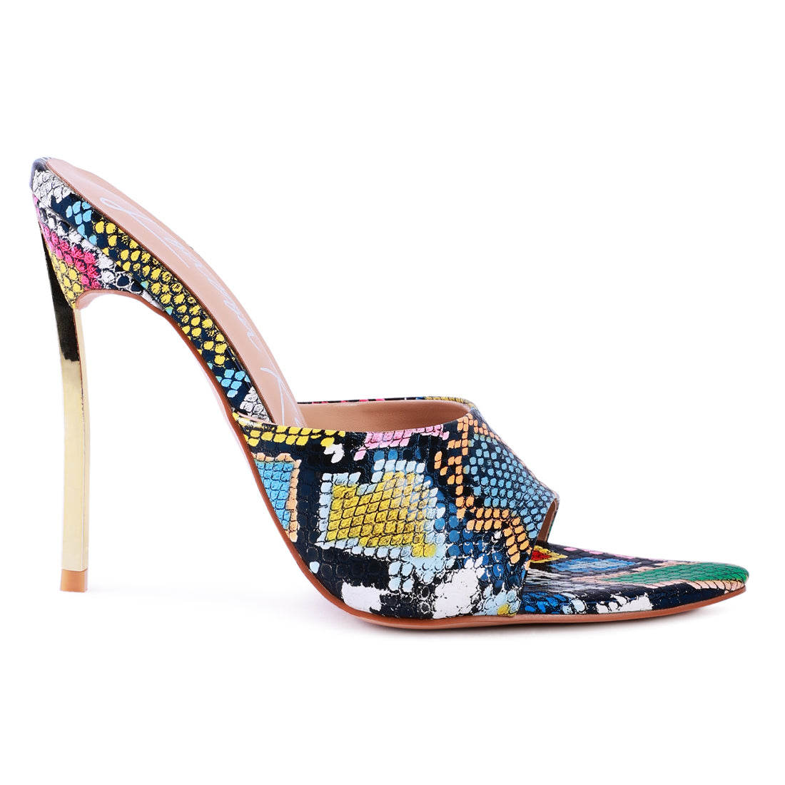 Bottoms Up Pointed High Heel Sandal in Multicolor